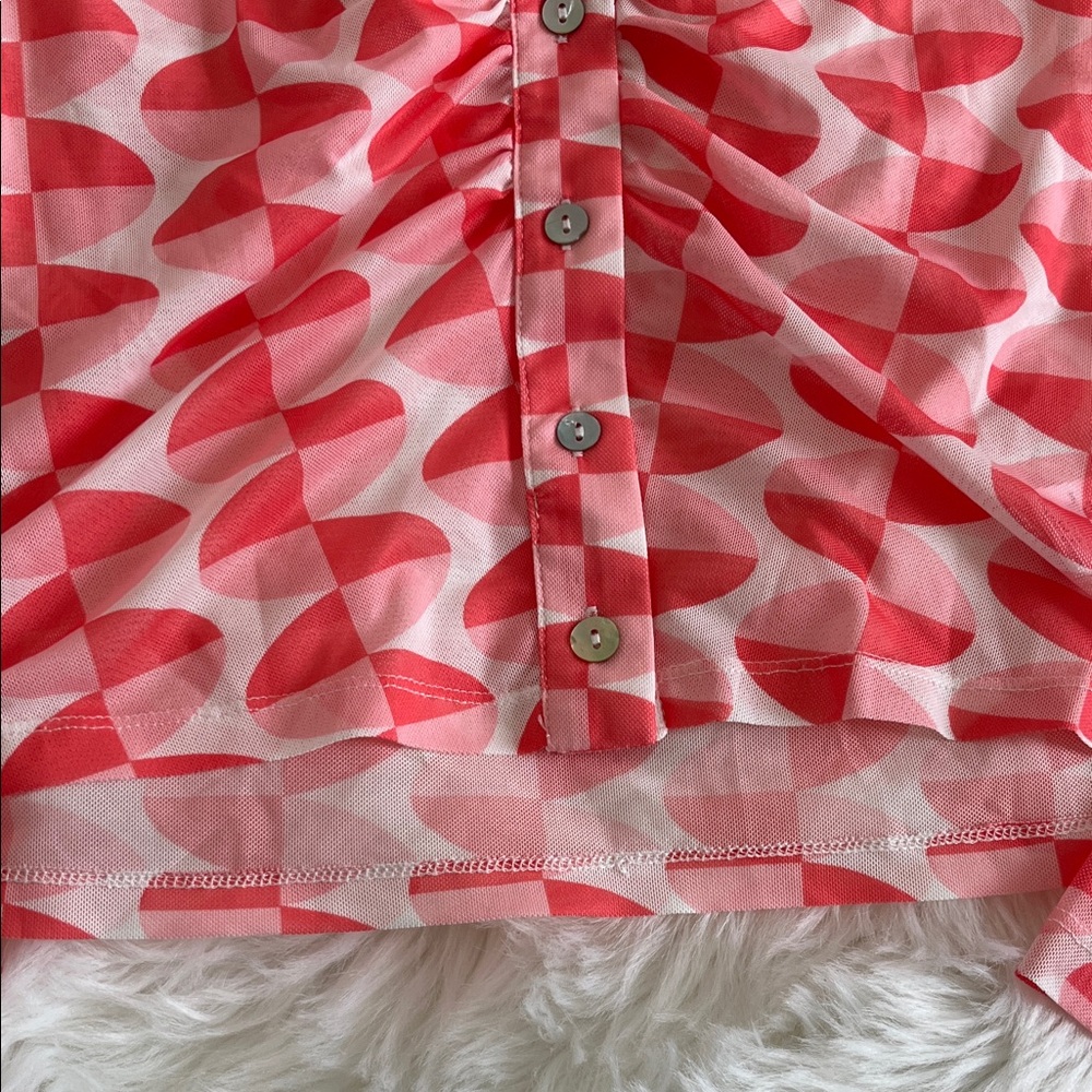 Pink Geometric Button-Up Top - Picture 3 of 8